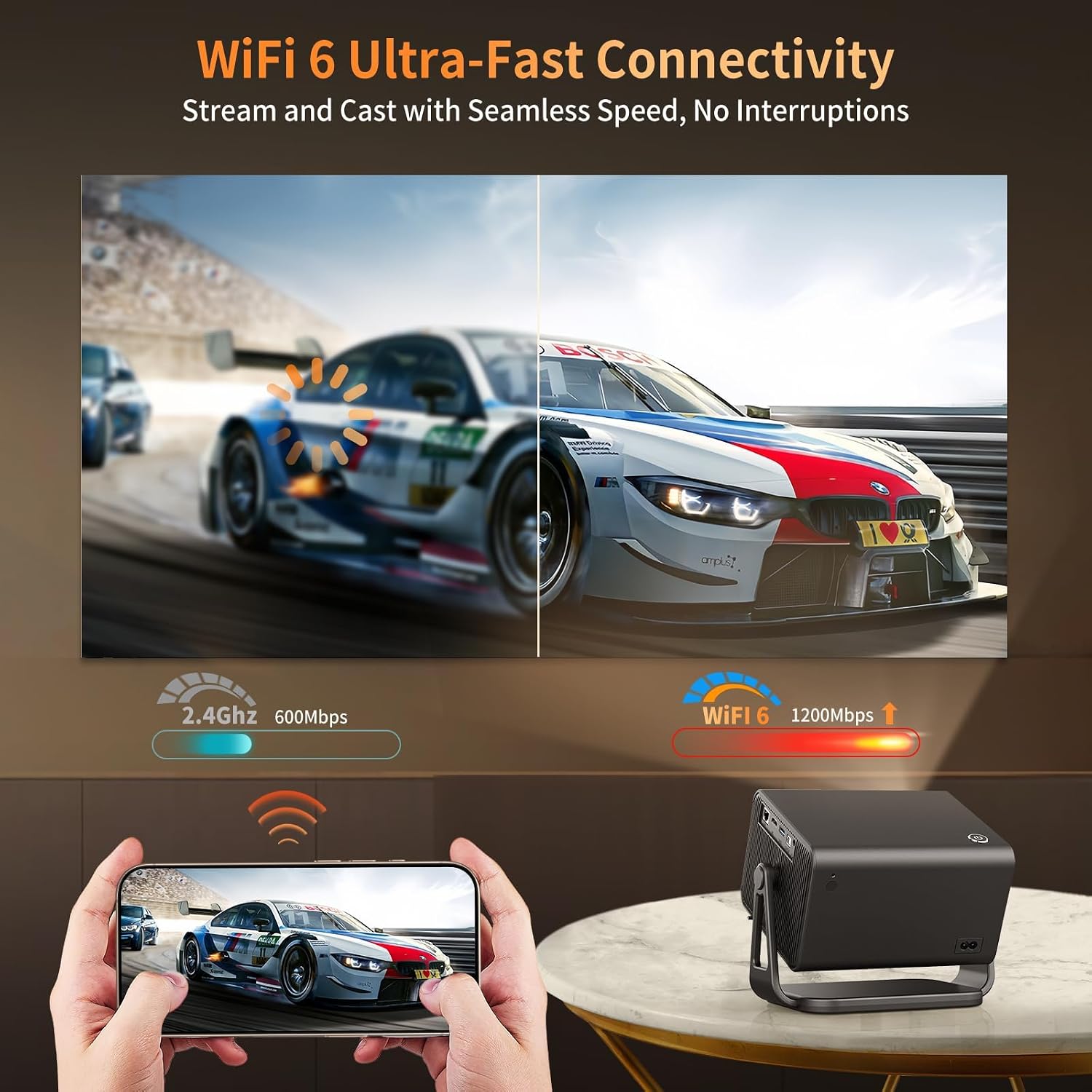 4K Projector with Wifi and Bluetooth 800ANSI, INFGO Movie Theater Projector with NETFLIX/Prime Video/YouTube Built-in, Dual App Store