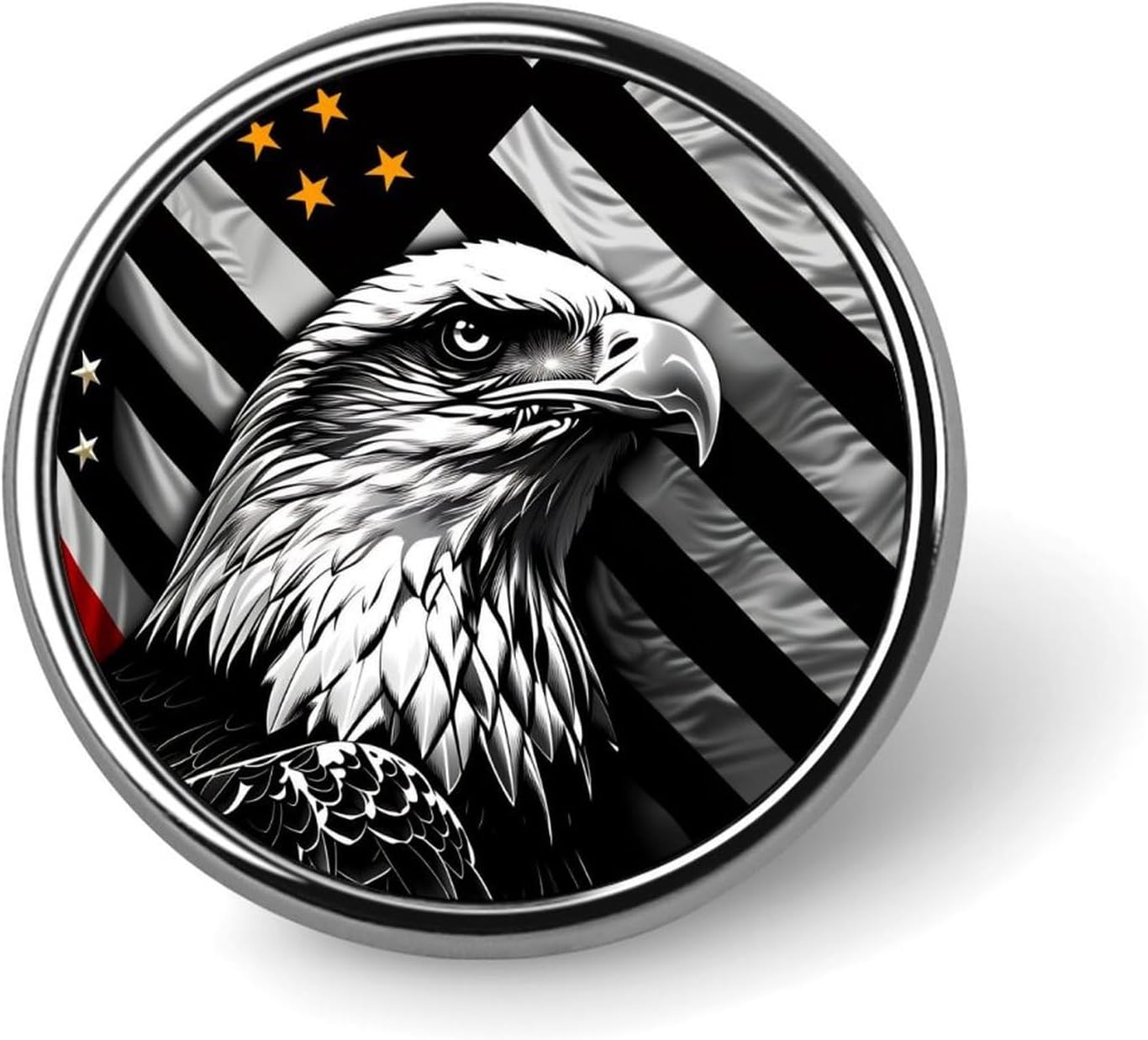 Black and White Eagle Badge Holder Round Pin, Fun Metal Button Pin for Bags, Jackets & Backpacks, Durable Decorative Lapel Accessory