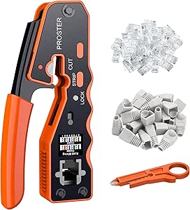 Pinza Crimpatrice RJ45 Pass Through Con 50 Connettori Cat6 - Kit Completo Per Rete Ethernet - Foto 9