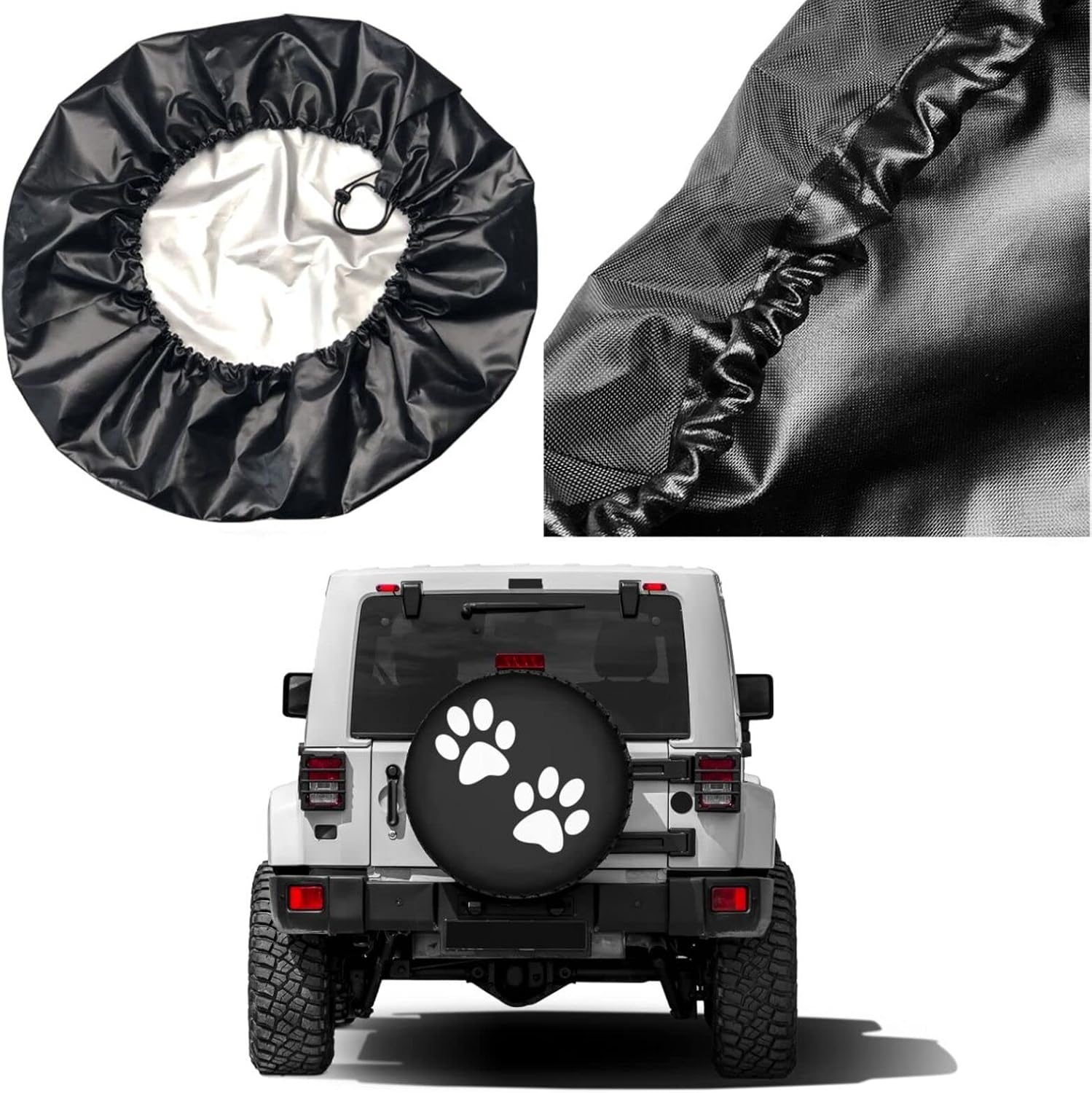 Paw Print Spare Tire Cover Dust-Proof Wheel Tire Cover Fit Trailer, RV, SUV and Many Vehicle 15 Inch