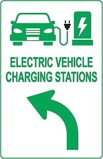 Electric Vehicle Charging Station Sign – Direction for EV Charging Station, Vivid Design Plus UV Protection to Last Longer, 3M Reflective(Hip) Rust-Free Aluminum at 18”x12” 0.04”