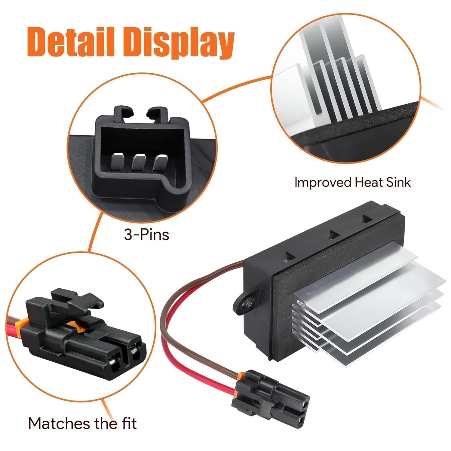 Blower Motor Resistor Heater Fan Control Module Compatible with Hummer H2 2003-2007 Replace 19331830 19329838 89023355 93803637 88986529 15-80388 15-80655 15-80911 19331830 3GSH-19E624-CA
