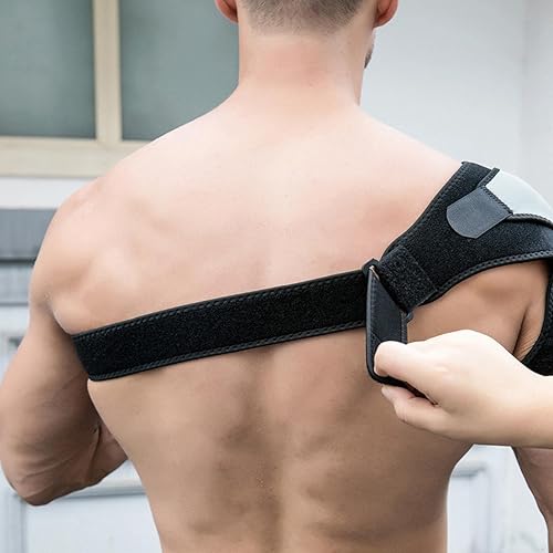 Vista 5 de Adjustable Shoulder Support Brace Pad Belt Band Strap Wrap Neoprene Shoulder Compression Sleeves Back Brace Guard for Men