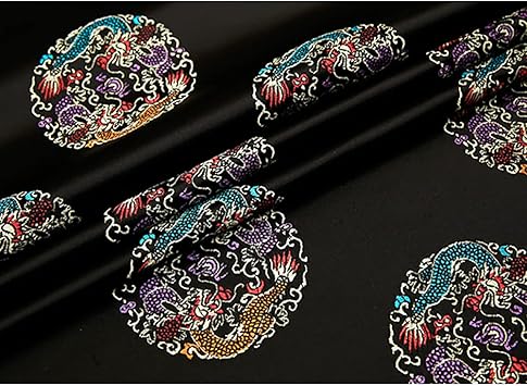 Brocade Fabric Jacquard for Dress Sewing Cheongsam and Kimono Material 75Cmx50cm,E