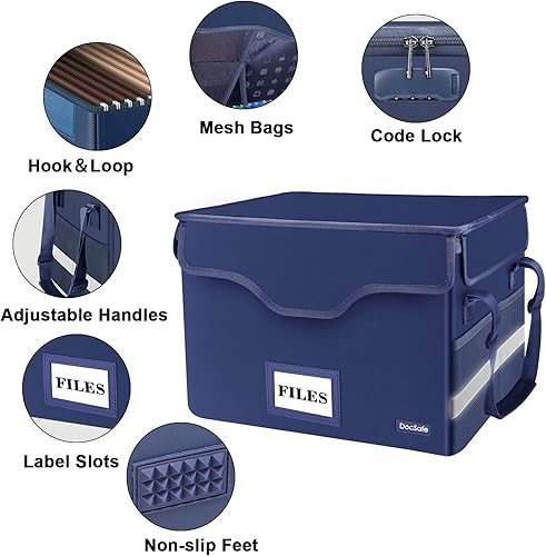 Vista 98 de DocSafe Caja organizadora de almacenamiento de archivos ignífuga con tapa, caja de archivo plegable para colgar cartas/carpetas legales, caja