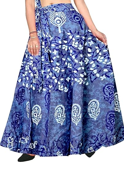 Women's Cotton Jaipuri Sanganeri Print Fashion Skirt, Wrap Around, Maxi Skirt, Mandala Hand Block Rajasthani Long Fashion Skirt Colored Wrap Around