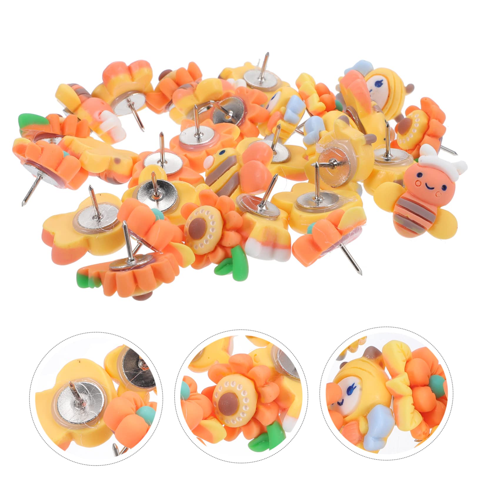 HOMSFOU 3 Sätze Wanddekorative Thumbtacks Dekorative Reißzwecke Dekorative Stecknadel Groß Board Reißnägel Stifte Daumennägel Pinnwand Pinnwand Push-Tacks Harz 30 Stück * 3