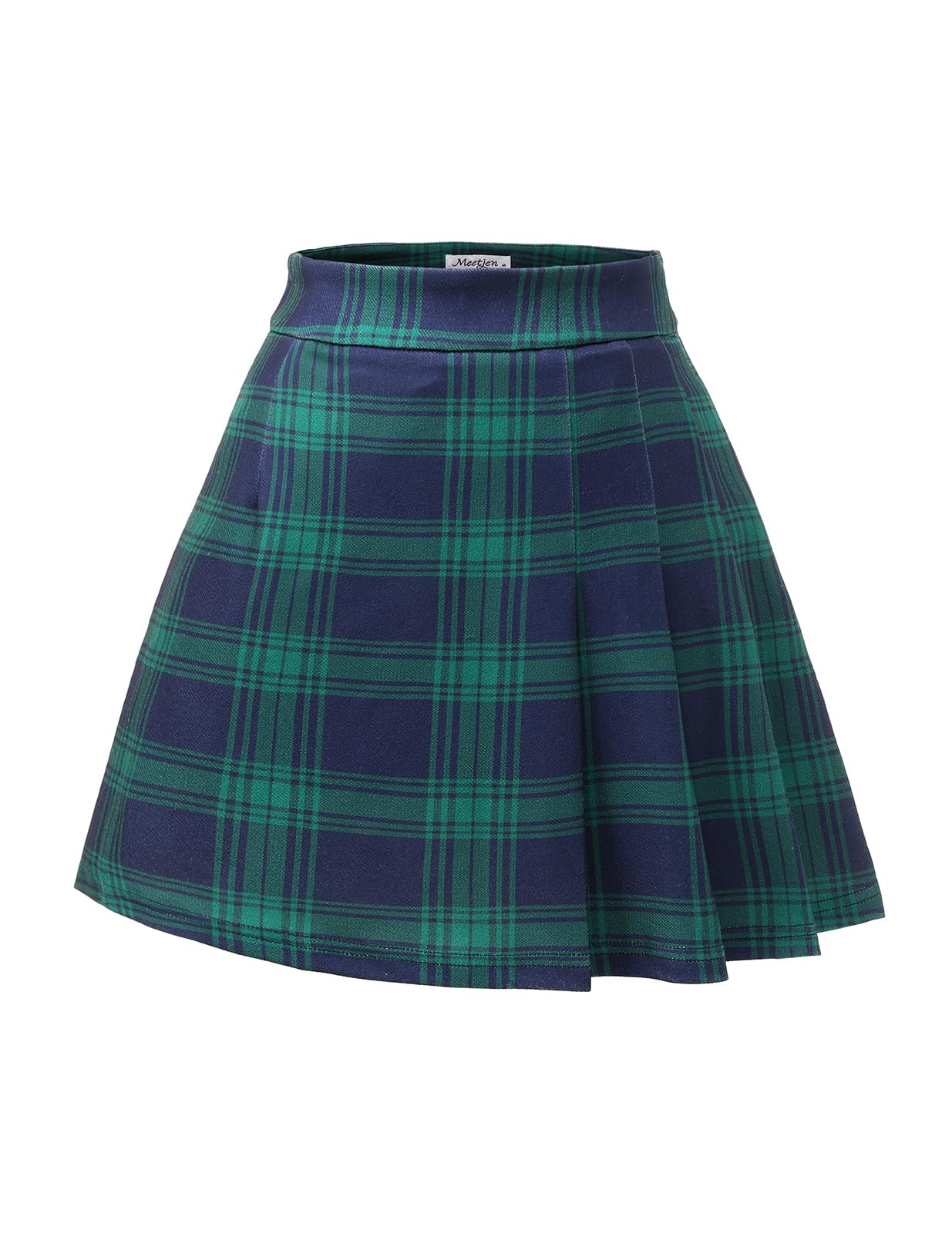 Meetjen Pleated Skirts for Women Mini Elastic High Waist 2025 A Line Skort School Cheerleader Uniform Skater Skirt