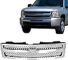 Replacement Parts Front Grille Grill Assembly With Chrome Frame Shell With Black Mesh Insert Compatible With Chevrolet 1500 Pickup Truck 2007 2008 2009 2010 2011 2012 2013