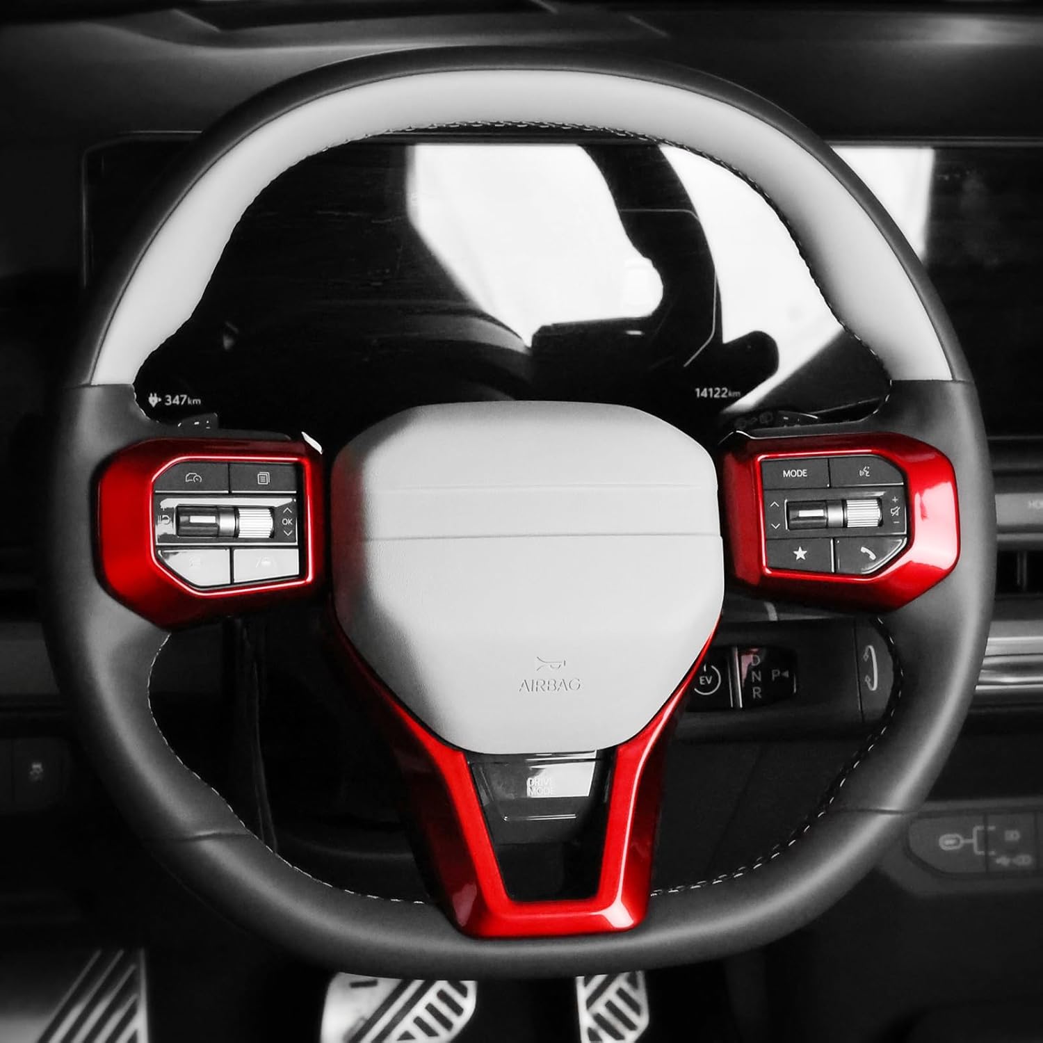 ABS Car Steering Wheel Frame Cover Steering Wheel Button Panel Frame Compatible with Kia K4 GT GT-Line 2025 Kia EV6 GT-Line 2025 Kia EV3 GT-Line Kia EV4 GT-Line Accessories(Glossy Red Style)