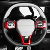 JUIVEEL ABS Car Steering Wheel Frame Cover Steering Wheel Button Panel Frame Compatible with Kia K4 GT GT-Line 2025 Kia EV6 GT-Line 2025 Kia EV3 GT-Line Kia EV4 GT-Line Accessories(Glossy Red Style)