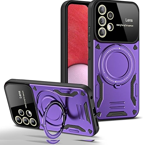 Funda para Samsung Galaxy A13 4G con protector de lente de cámara, protección contra caídas de grado militar a prueba de golpes con función de atril