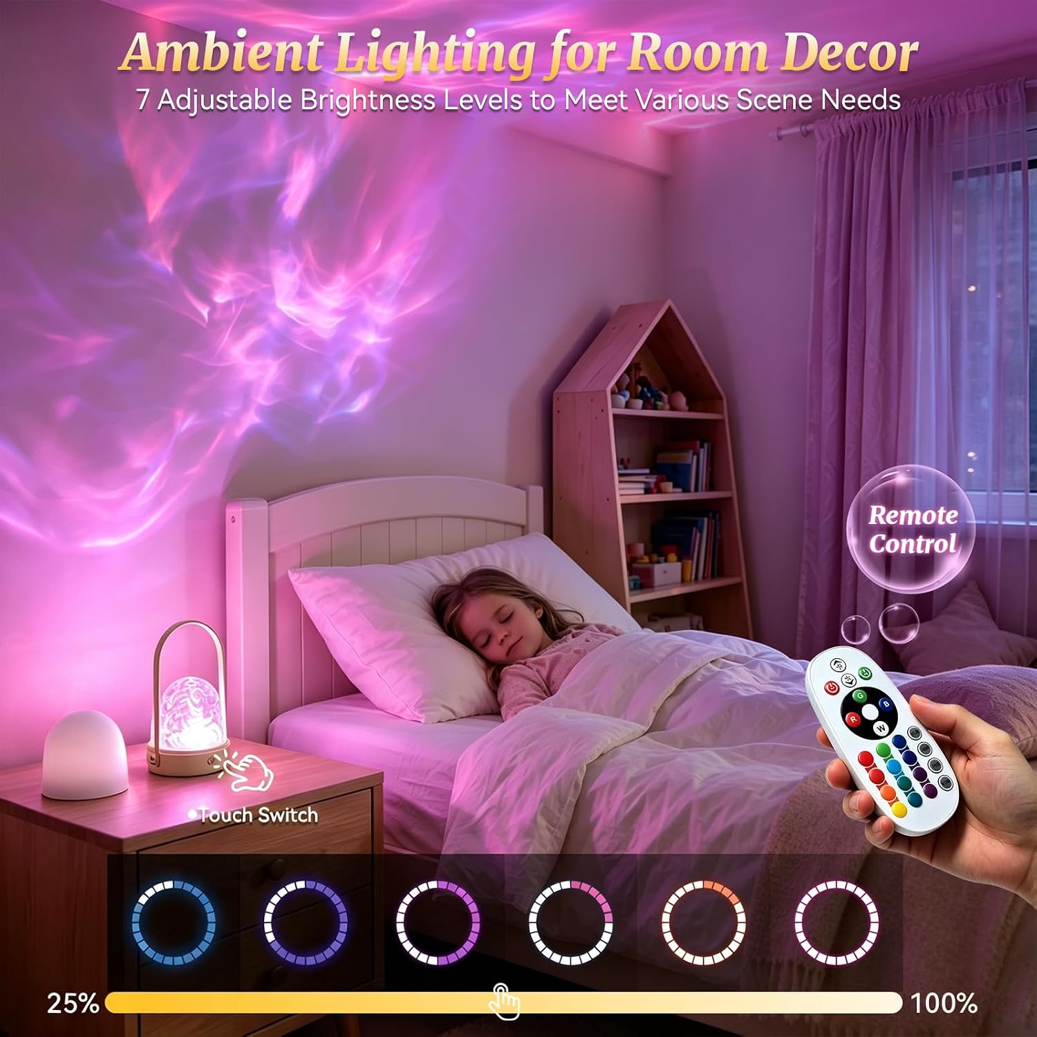 16 Colors Ocean Wave Projector Light with Remote, Ambient Lighting for Room image 3