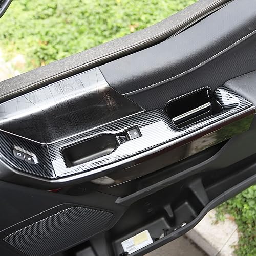 Miniatura 4 de Korlot Cubierta de panel de interruptor de ventana de puerta delantera interior de fibra de carbono para Ford F150 2021+ Accesorios de decoración