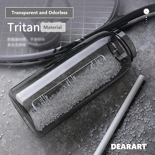 Miniatura 8 de DEARART Botella de agua rosa de 32 onzas, fácil de limpiar, sin BPA, a prueba de fugas, tiene asa fácil de transportar, ideal para yoga, gimnasio,