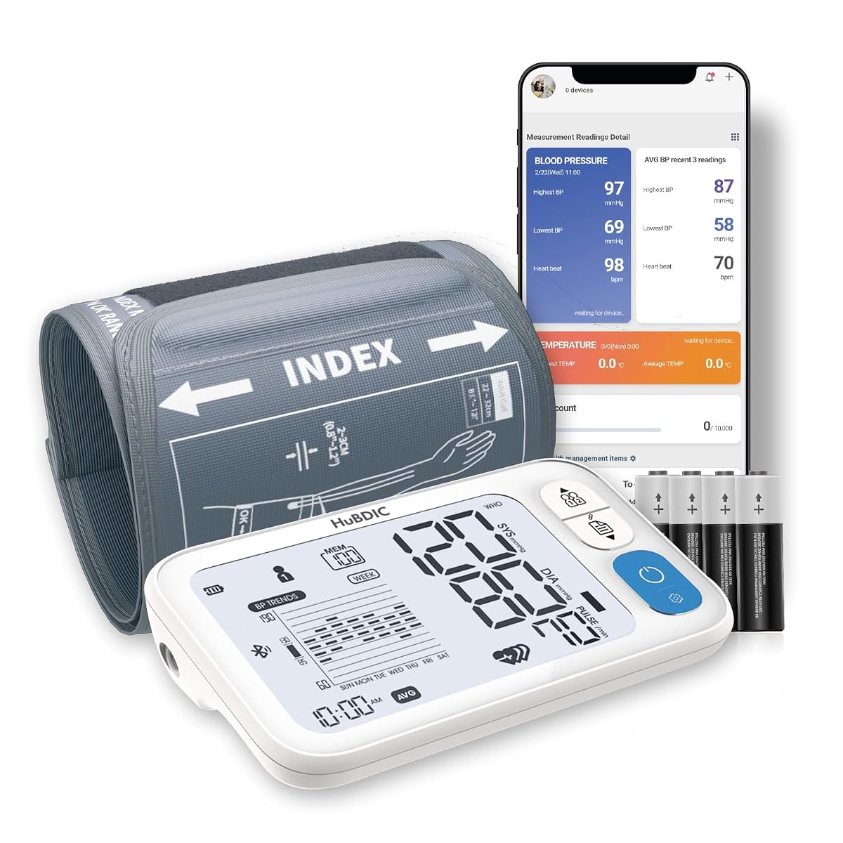 HuBDIC HubiCare Bluetooth Blood Pressure Monitor, FSA, Adjustable XL Large