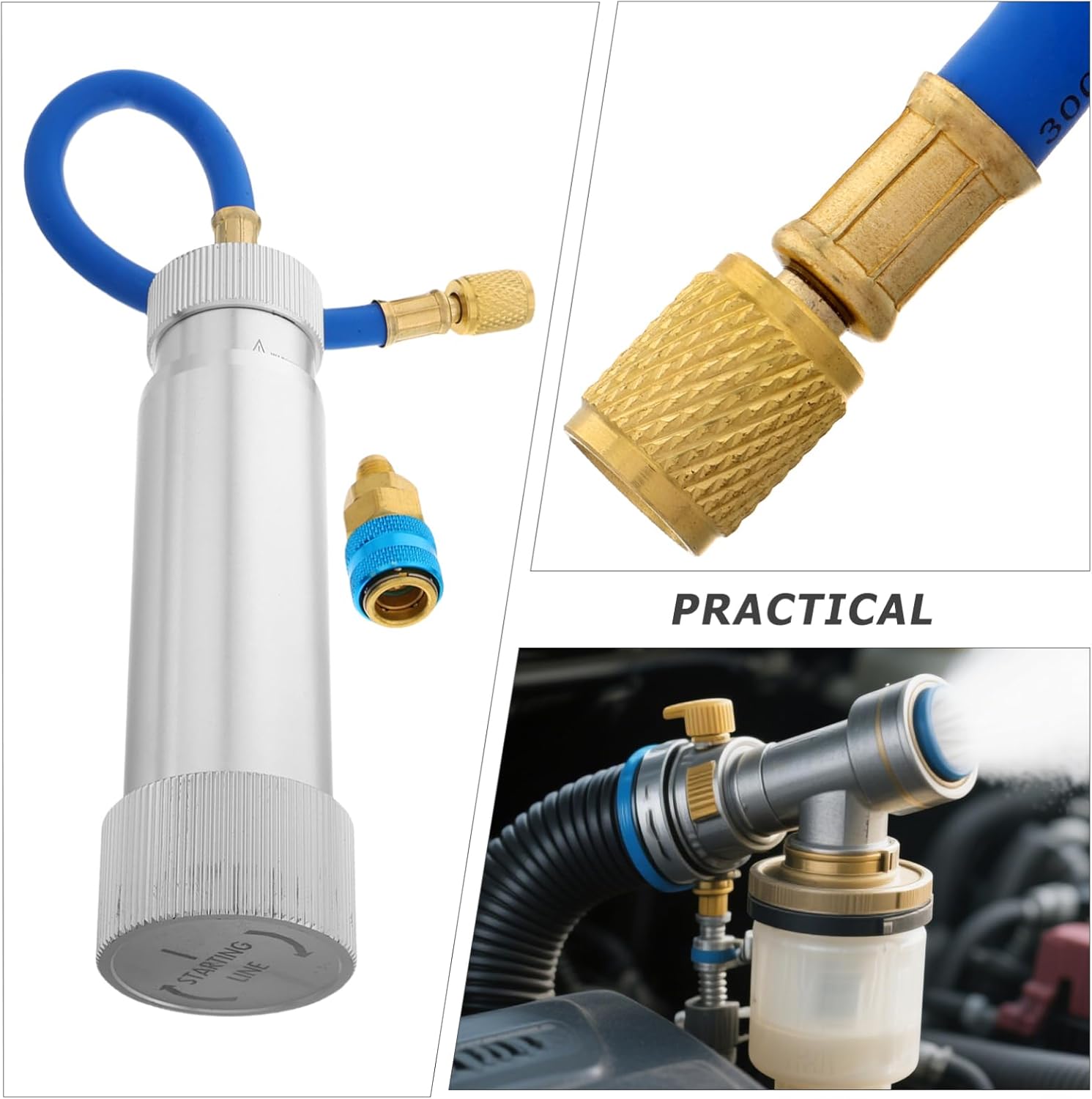 Oil and Dye Injector Tool Manual Screw Car Air Conditioning Recharge Kit for Leak Detection and Automotive Use Construction for Oil and Dye Injection