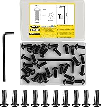 30 Pcs M5 Bolts Set, M5 x 12mm Hex Socket Button Head Screws, Allen Machine Bolts, Black Hex Socket Cap Screws Set with Full Thread for Industrial Indoor Outdoor, with M3 Wrench