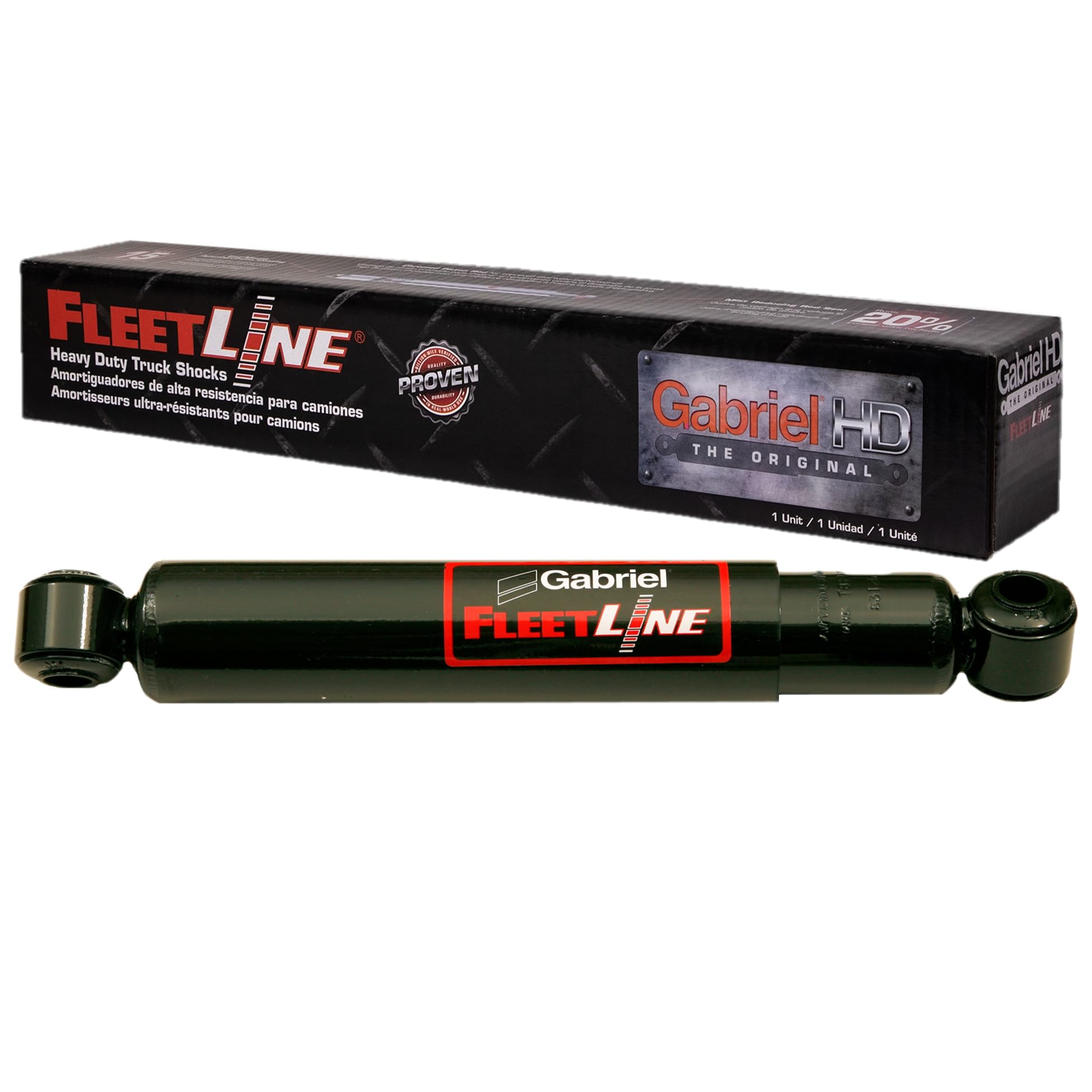 Gabriel 83126 FleetLine HD Truck Front/Rear Shocks Fits Motorhome RV Truck Bus; Chevrolet; GMC; Kenworth; International; Motor; OEM# 6725-01, 19495-01, 22002293, 90044626, 1672501