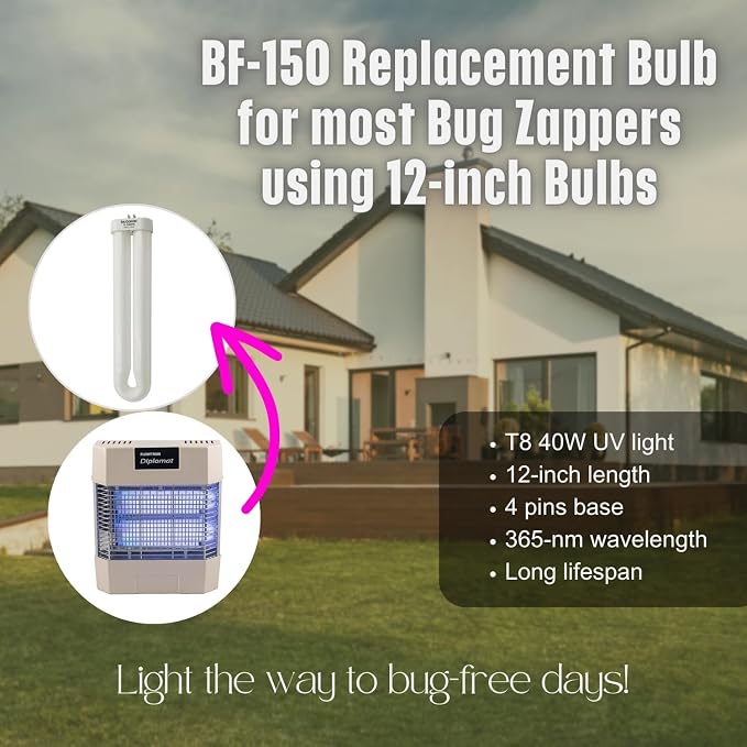Bombilla de repuesto BF-150 Bug Zapper 40W para Flowtron Stinger 12" miniatura 3