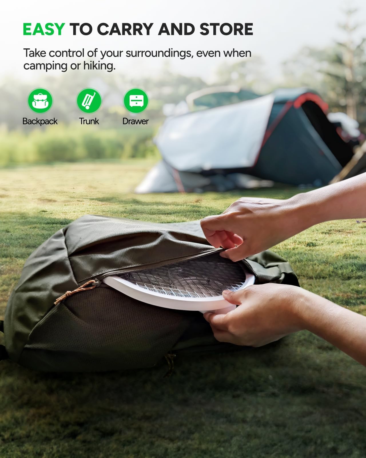 Buzbug Electric Fly Swatter, Type-C Rechargeable Mosquito Swatter, Foldable, Dual Handheld and Auto Zap Mode, 3800V Powerful Instant Bug Zapper Racket, Mosquito Bat for Indoor Outdoor Camping -WD956A