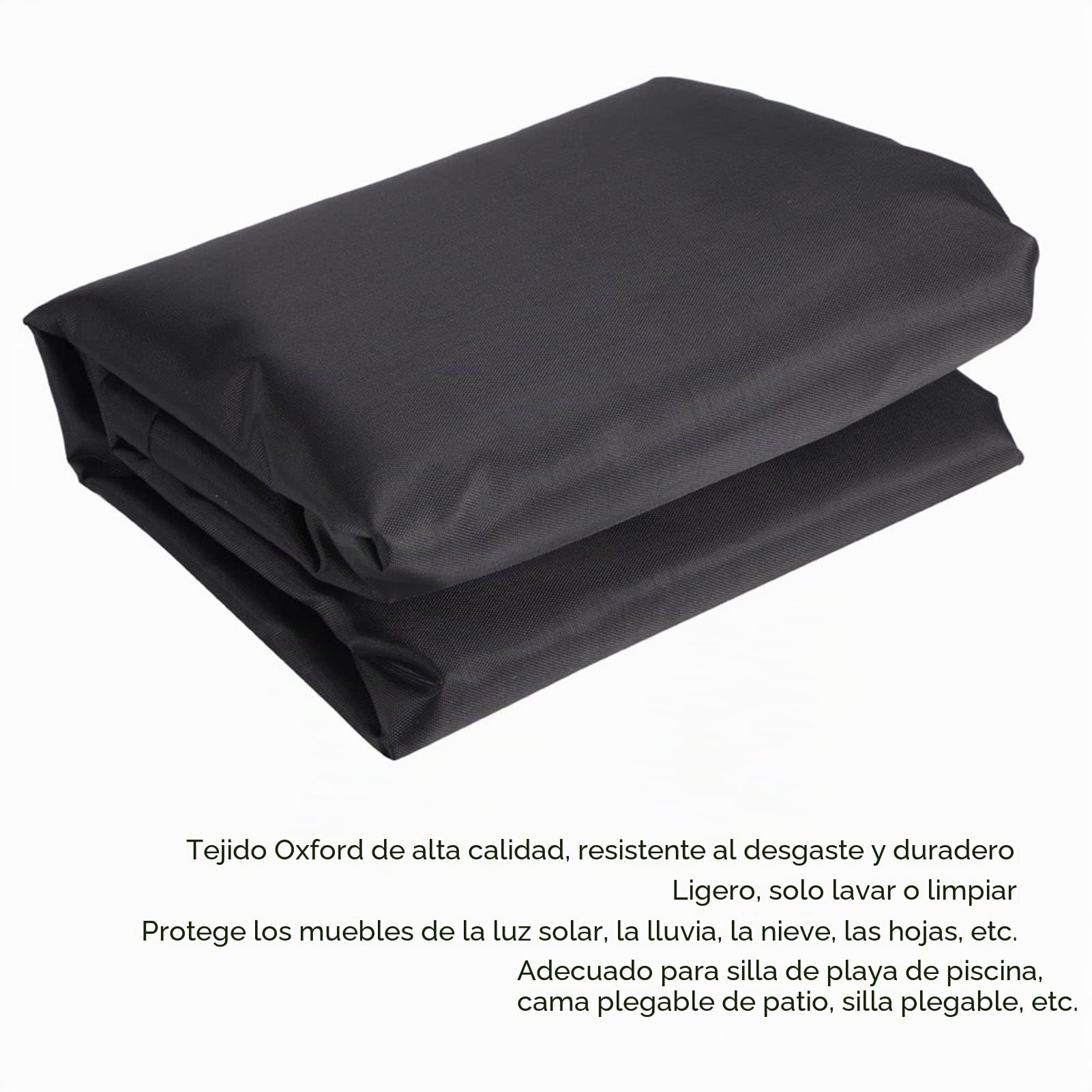 Funda Protectora Impermeable para Tumbona Plegable Portátil Oxford 210D Resistente al Polvo Negro 102x33x104 cm