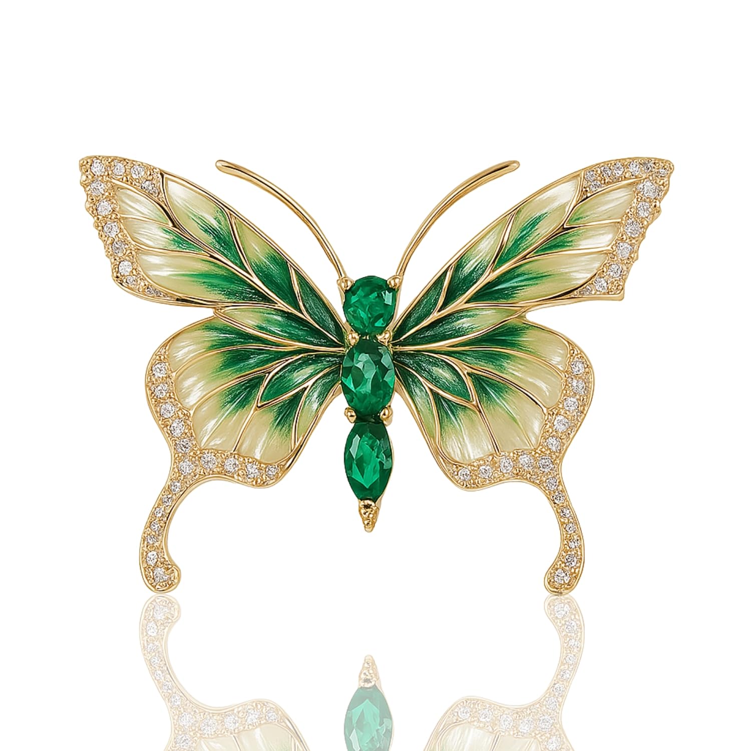 Enamel Butterfly Brooches for Women - Elegant Crystal Accent Fashion Pin for Saree, Dress, Jacket, Kurti (Gold/Silver)