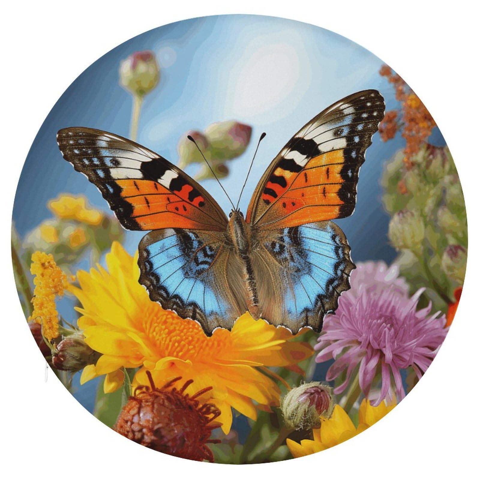 Wsoihfec Style Beautiful Summer Butterfly Seat Cushion Round Chair Pad
