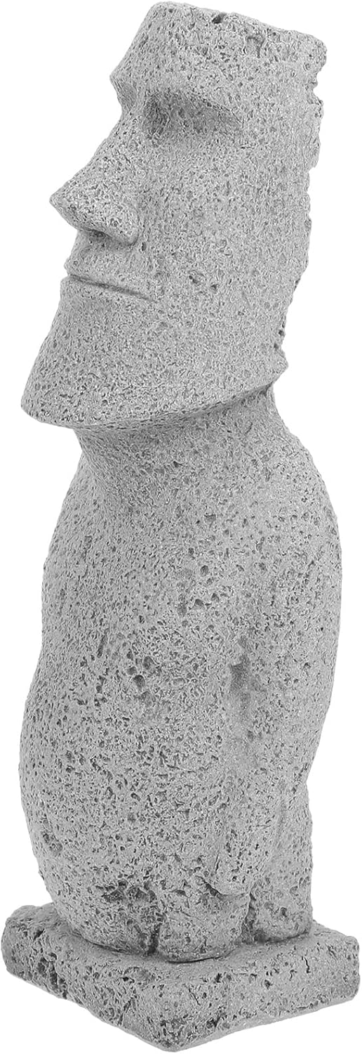 LOGOFUN Underwater Moai Statue Easter Island Statue Decorative Moai Sculpture Ornament for Garden Fish Tank Landscape Decoration - Large