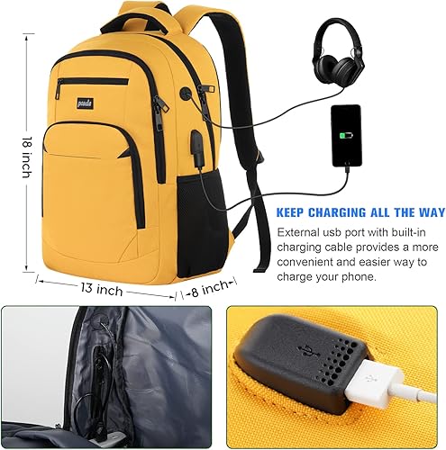 Miniatura 7 de Paude Mochila escolar, mochila para laptop, mochila para adolescentes, mochila universitaria de 15.6 pulgadas para universidad, negocios, trabajo,