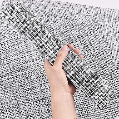 Newk Placemat, Crossweave Vinyl Woven Table Mats, Non-Slip Insulation Washable Table Mats Set (Set of 8, White Gray)