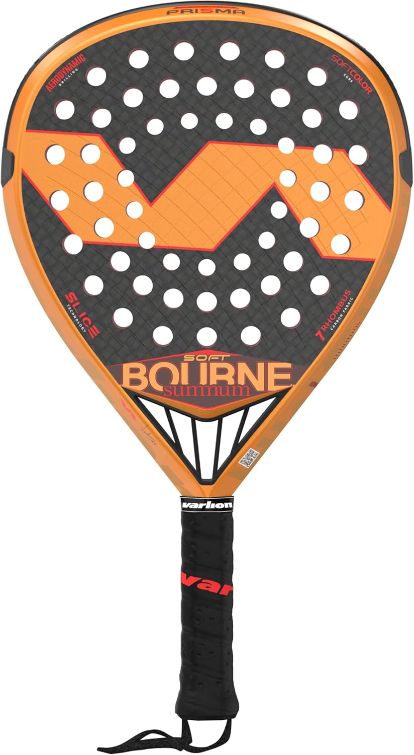 Varlion Padel Racket Bourne Summum Prisma Soft, Diamond Hybrid Shape for Professional Power with Prisma Frame & Softcolor EVA Core