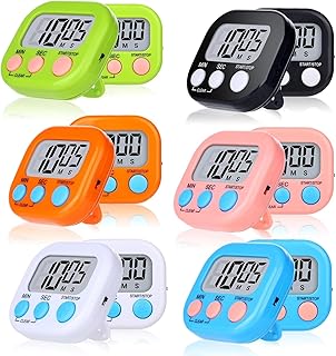 Digital Timers for Classroom, Magnetic Kitchen Timer Alarm Clock, 6-Color Small-Second Chronograph Timer for Baking, Student Biology Labs, and Graduate School Entrance Exams (10)