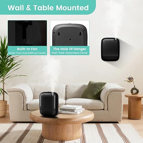 Miniatura 6 de Difusor de aceite esencial sin agua HVAC con control Bluetooth, capacidad de 13.5 fl oz para toda la casa, hogar, hotel, máquina inteligente de Negro