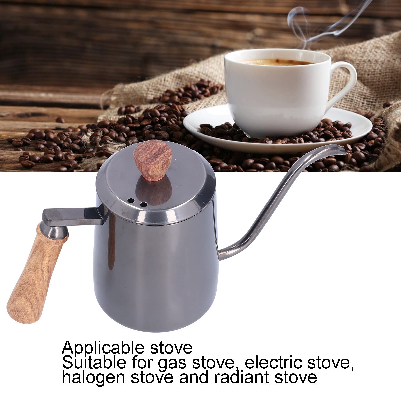 Caffettiera In Vetro Da 600ml Con Manico In Legno Bollori A - 9