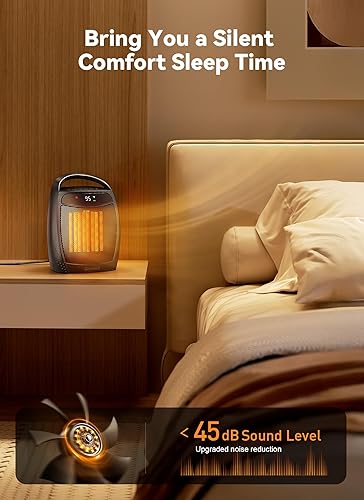 Miniatura 4 de GiveBest Calentador de espacio, calentadores eléctricos portátiles de 1500 W para uso en interiores, control remoto, 4 modos, temporizador, modo