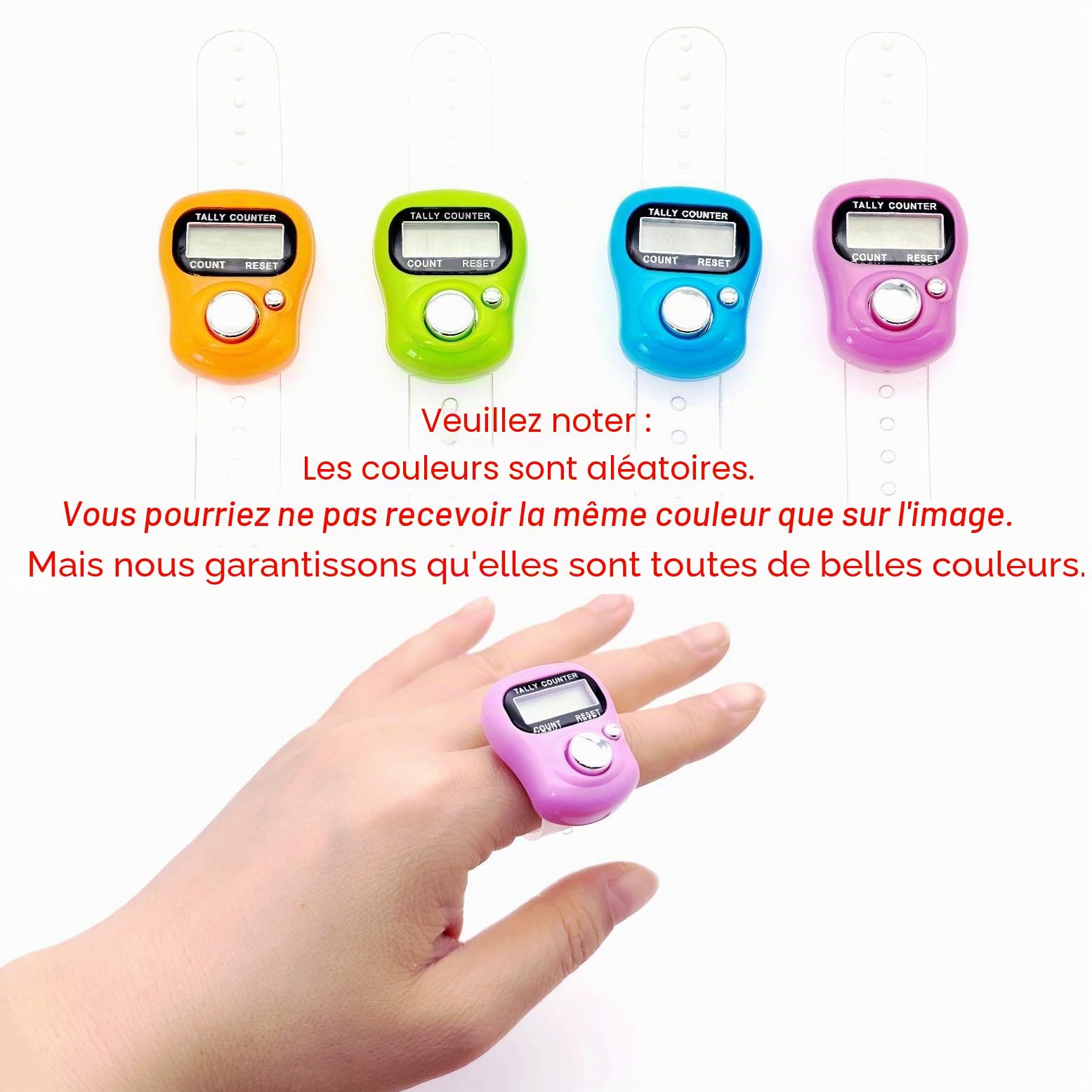 JZK 4X Compteur de Points numérique à clic à écran LCD Compteur de Doigts électronique pour Tricot, Anneau de comptage de Rangs de Crochet, Mini Compteur Manuel à clic en Plastique
