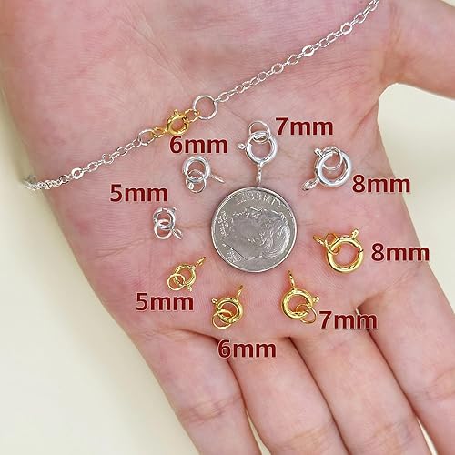 Miniatura 5 de Cierre de anillo de resorte de oro de 18 quilates para hacer joyas, collares de plata de ley 925 con anillos abiertos, cierres de resorte de estilo