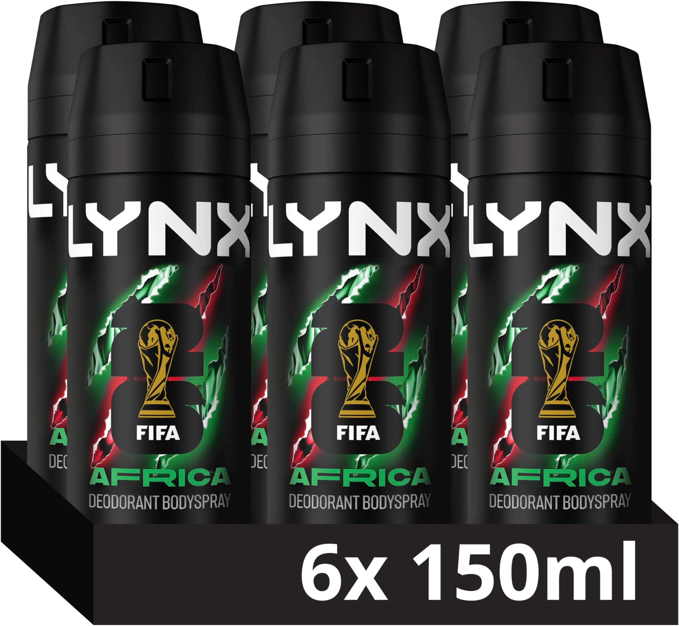 Lynx Africa the G.O.A.T. of fragrance Aerosol Bodyspray 48 hours of odour-busting zinc tech deodorant to finish your style 6x 150 ml