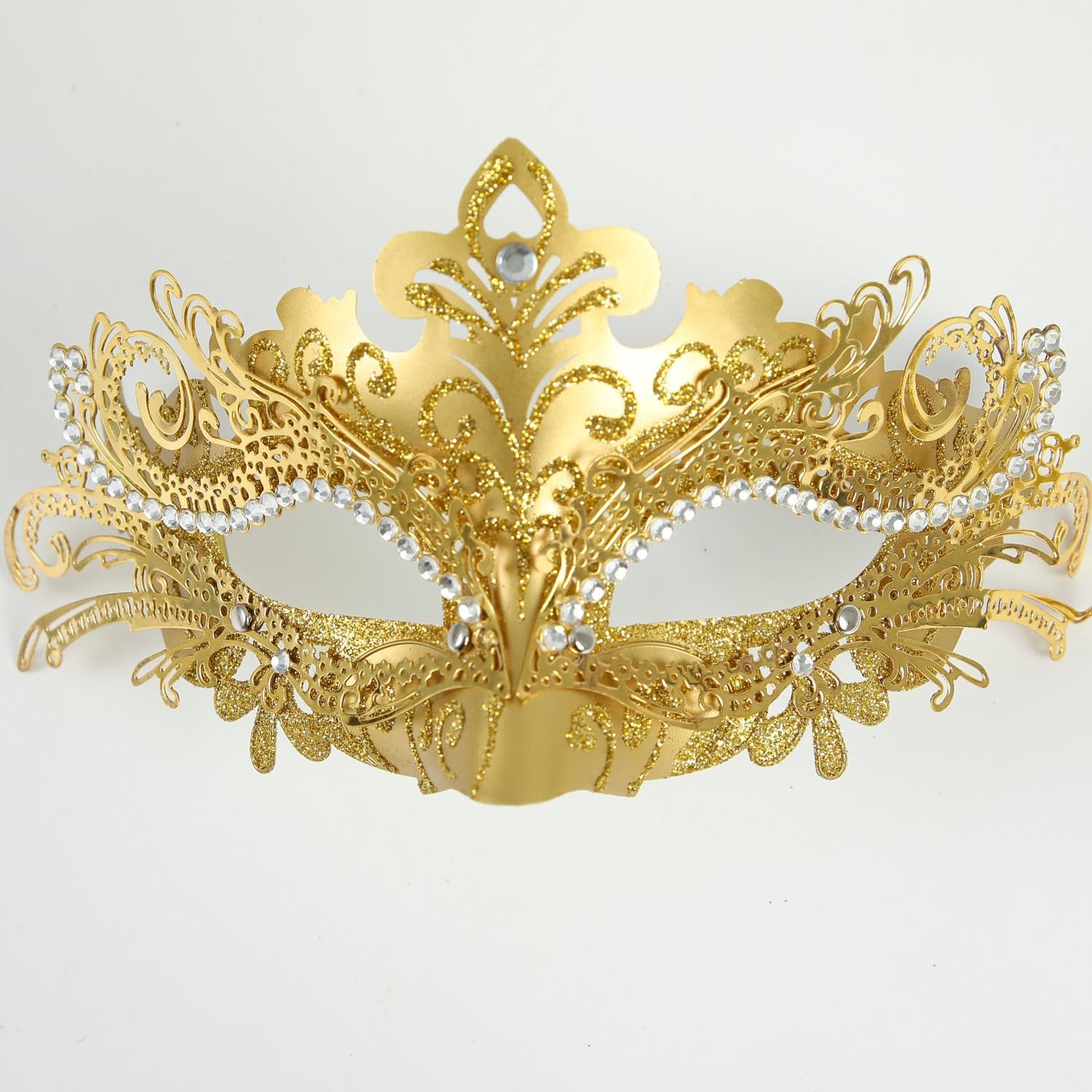 Masquerade Mask with Stick Venetian Golden Mask Mardi Gras Decorations Halloween Costume Mask for Women - Image 7