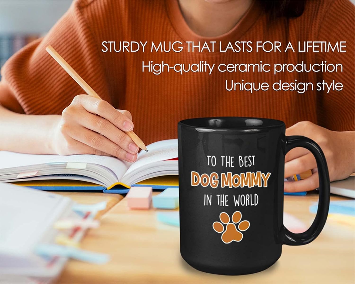Bubble Hugs Dog Lover Coffee Mug 15 Oz Black - To The World's Best Dog Mummy In The World - Mother's Day Mama Pet Owner Puppy Animal Lover Paw Birthday