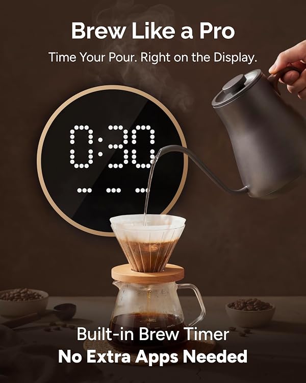 INTASTING Gooseneck Electric Kettle with Precise ±1℉ Temperature Control, Wood-Accented Handle, Stainless Steel Interior, Quick Heating Pour Over Kettle for Coffee & Tea, 0.9L, Matte Grey by intasting - Image 4