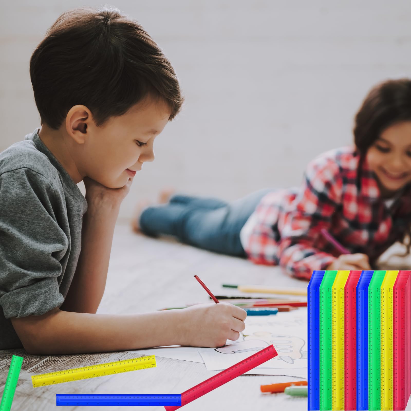 Reglas De Plástico 12 Pulgadas a Granel Para Suministros Escolares Regreso a Clases, Regla Flexible Colores Surtidos Con Centímetros Y Estudiantes Educación Escolar, Niños