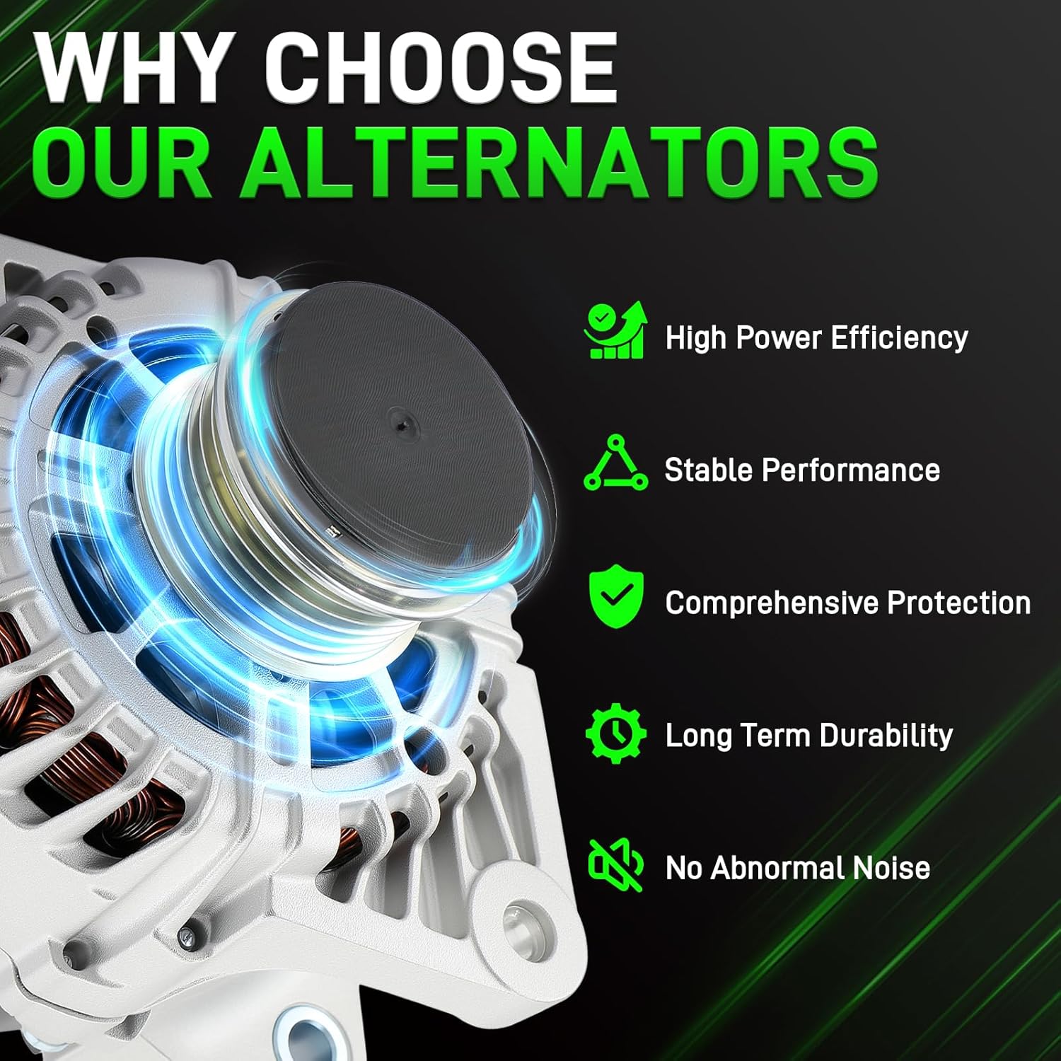 373002B760 Alternator Fit for Kia Rio 2014-2017 Soul 2012-2016 Forte5 2015-2016 Forte Koup 2014-2016 for Hyundai Veloster 2013-2017 110A 12V CW 6-Groove Pulley 373002B760RU