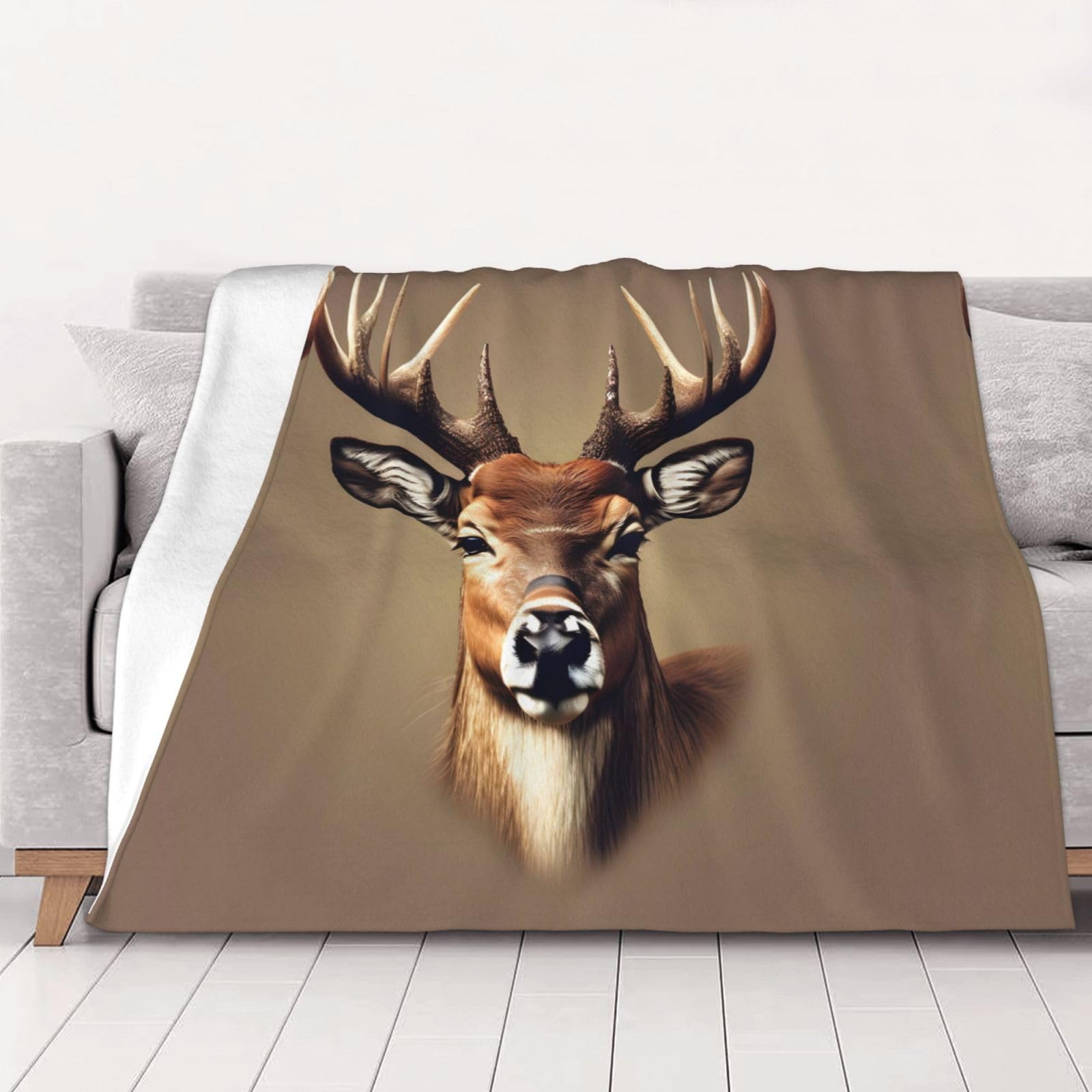 Couverture imprimée tête de cerf plaid canapé lit d'appoint grand format toutes saisons