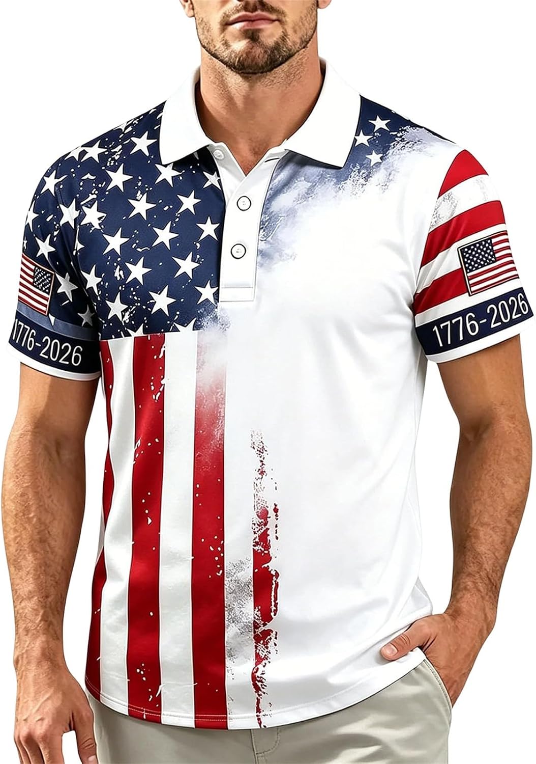 Mens 4th of July Polo Shirts Patriotic T Shirts Men American Flag Golf Shirts Summer Tops Vintage USA Graphic Outfits