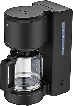 WMF Stelio Aroma - Cafetera de filtro con jarra de cristal, café de filtro, 10 tazas, cafetera de acero inoxidable, sistema antigoteo, placa calefactora, apagado automático, 1000 W, negro mate