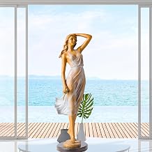 Elegant Bronze Woman Sculpture 24.8" Tall Luo Li Rong Style Statue with Flowing Sheer Dress Hot-Cast Solid Bronze Female Figurine Graceful Home Art Decor for Living Room, Gallery, or Gift