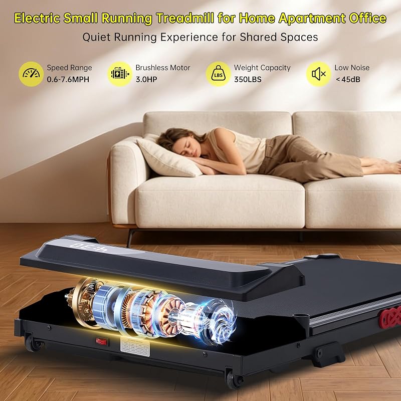 HaHbHc Walking Pad with Handle Bar Incline, Treadmill for Home Small image 2