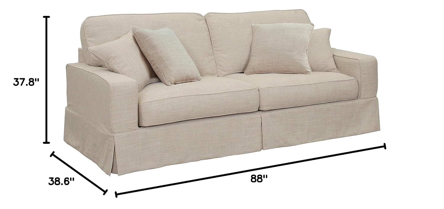 Sunset Trading American Slipcovered Sofa, 88", Sofa in Linen
